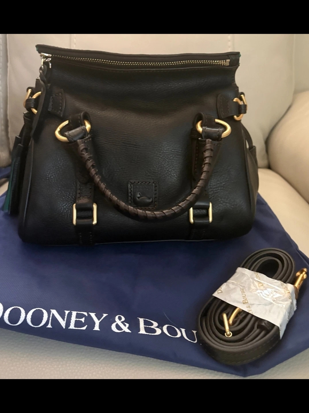 Rare Stock Of Dooney & Bourke Black Micro Florentine Satchel